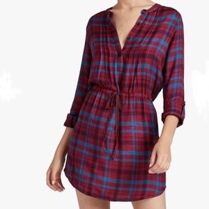 Lucky Brand Womens Medium Plaid Shirt Dress
